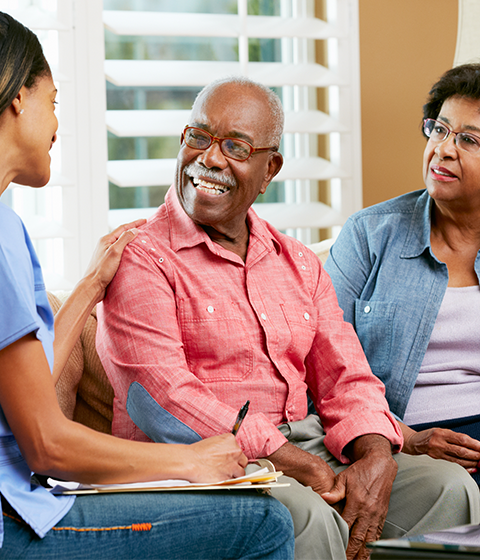 Care consultation with an older couple
